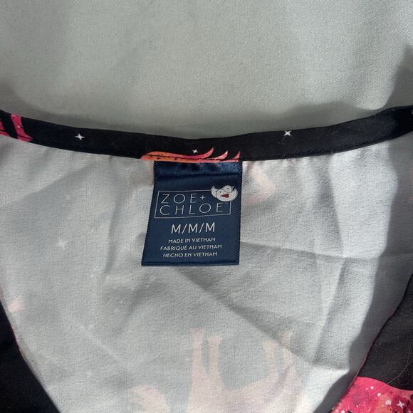 Zoe + Chloe Women's V neck Scrub top Midnight Unicorn dark zodiak Size M - Picture 4 of 5